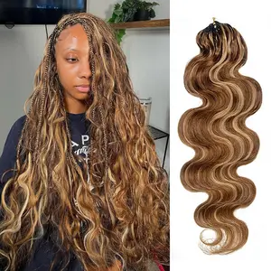 OQ HAIR Highlight 4/27 Body Wave Crochet Human Hair Knotless Pre-Separated for Boho Braids