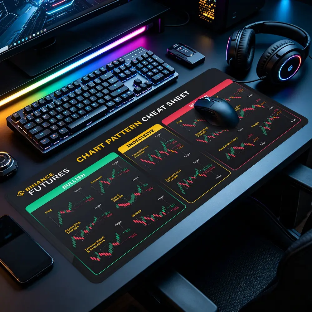 Crypto Trading Chart Patterns Cheat Sheet Large Gaming Mouse Pad, Extended XXL Desk Mat with Stitched Edge & Non-Slip Rubber Base, Ideal for Gamers, Traders and Finance Fans, Perfect for Gaming Rooms, Home Offices & Trading Desks