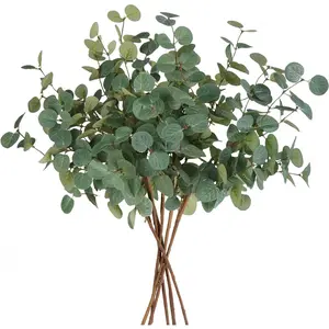 AnYa 6Pcs Artificial Eucalyptus Stems Greenery Stems 24" Tall Fake Plants Decor Faux Floral Stems for Vase Home Party Wedding Decorations