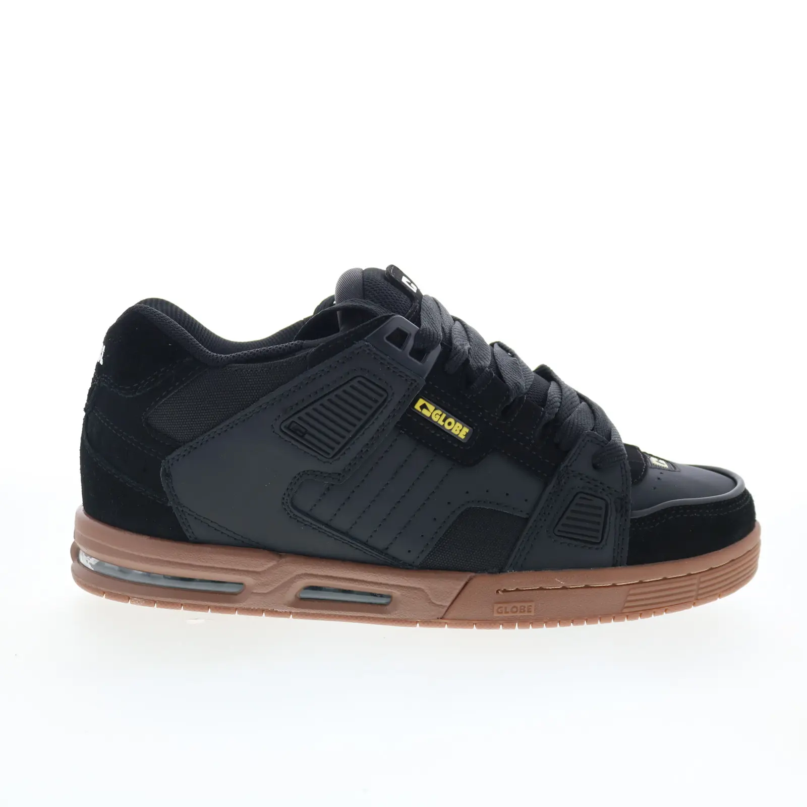 Globe Sabre GBSABR Mens Black Leather Lace Up Skate Inspired Sneakers Shoes