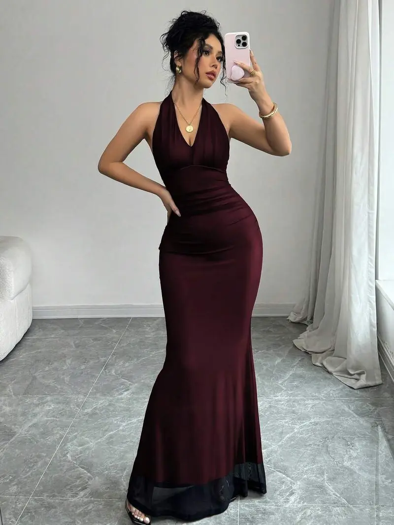 lace detail satin maxi dress Dream Sight Lace Satin Maxi Dress