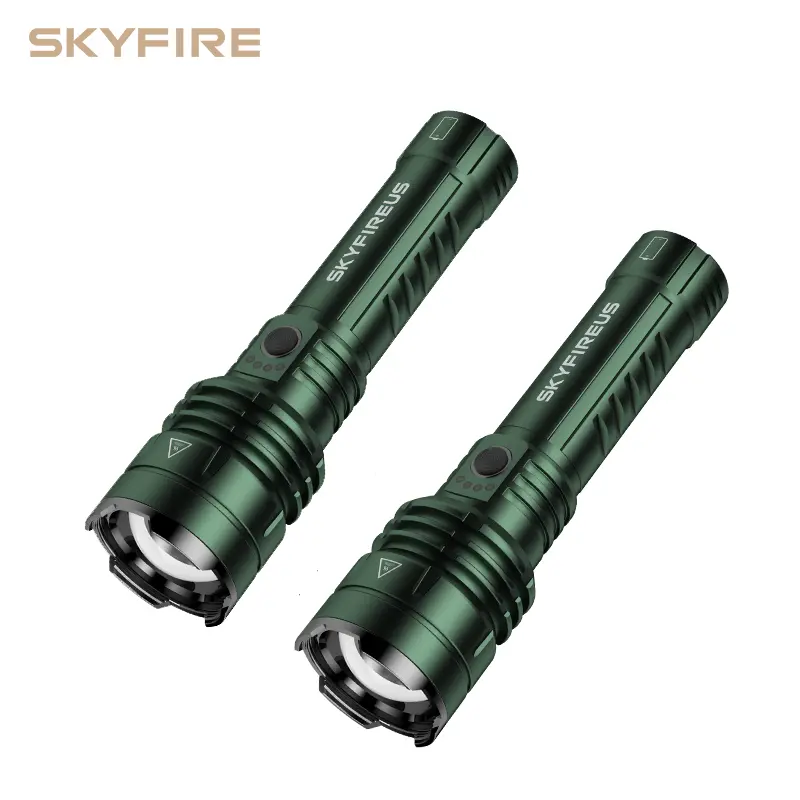 SKYFIRE 1376 Rechargeable LED Light Torch Black, 1500lm Super Bright Zoomable Handheld Spot Light with Ignition Lens, 5-Mode Solid Aluminum Body Flashlight, Waterproof for Adults’ Emergency Camping & Wet Trips, Yes#sohochic,home decor