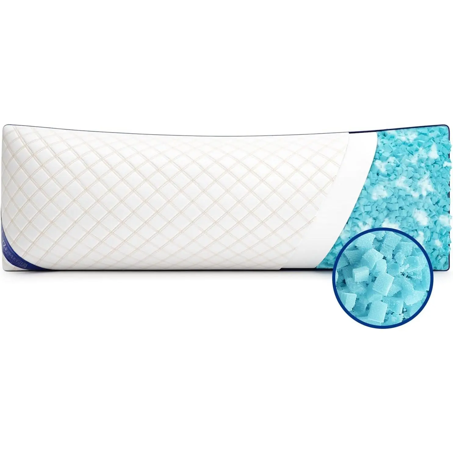 Long  Pillow for Adults - Firm  Pillow Insert with Shredded Blue Memory , Adjustable Height, Soft Support for Side Sleeping, , Washable (20x54 Inch, White)