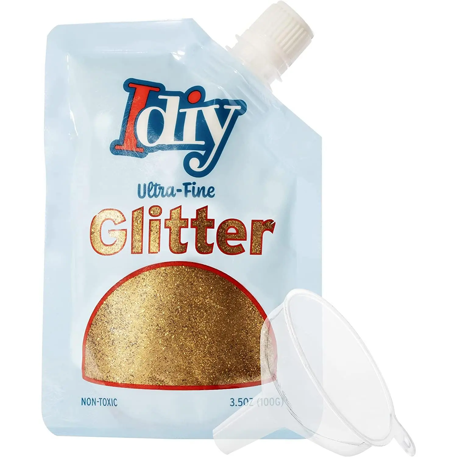 iDIY Ultra Fine Glitter (100g, 3.5 oz Pouch) w Easy-Pour Bag and Funnel - Creamsicle Orange Extra Fine - Perfect for DIY Crafts, Decorations, Resin