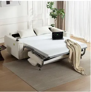 Pull Out Sofa Bed, Queen Sleeper Sofa with USB Fast Charging, Memory Form Mattress, 2-in-1 Convertible Comfy Loveseat Couch Bed for RV, Apartment, and Small Spaces | No Cushion Removal, Industrail-Strength, Fast Charging, Easy-Clean, RGB Strip, Cloud-Soft