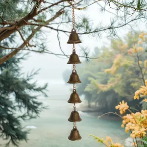 Handmade Metal Wind Chime, Classic Country Iron Bell with Decorative Chain, Outdoor Garden Decoration, Thanksgiving Home Ornament