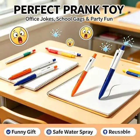 Refillable Plastic Dual-Function Pen Toy - Writing Tool with Hidden Water Spray Trick, Creative Prank Gift, April Fools Party Prank Props (School Use)