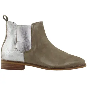TOMS Womens Ella Chelsea Casual Boots Ankle Low Heel 1-2" - Brown, Silver