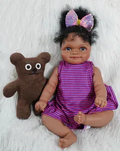 VACOS 20 inch Lifelike Black Reborn Baby Doll w/Accessories, 8 Piece Gift Packing Box Set, Soft Full Body Vinyl, Poseable Limbs, Curly Natural Hair, Black African American Realistic Newborn Doll Baby Girl, Christmas & Birthday Gift for Kids Age 3+ (Zuri)