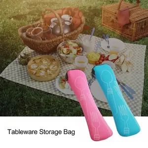Portable Cutlery Bag Travel Picnic Fork Spoon Storage Waterproof Utensil Case 1 Pack