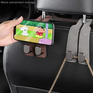 Car Seat Back Storage Hook, Car Seat Headrest Hook,Car Hooks for Purses and Bags, Purse Holder for Car, Leather Car Seat Back Storage Hook Double Hook Car Seat Hangers Organization Accessories