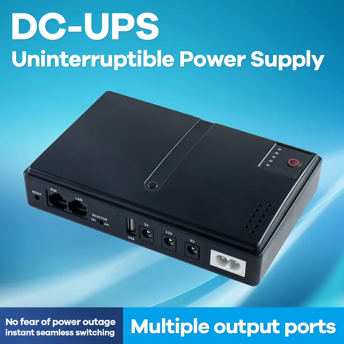 85-265V mini UPS multi voltage output, suitable for router CCTV Raspberry Pi, portable mini UPS backup backup power for all small devices, battery free
