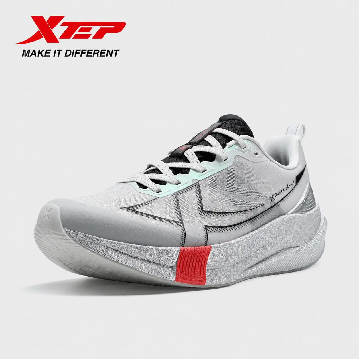 XTEP 2000km 5.0 Men's Running Shoes,Moon Lime/Black 5.0,Next-Gen Midsole,Unbreakable Upper,Pro-Level Stability and Lighter & Faster.
