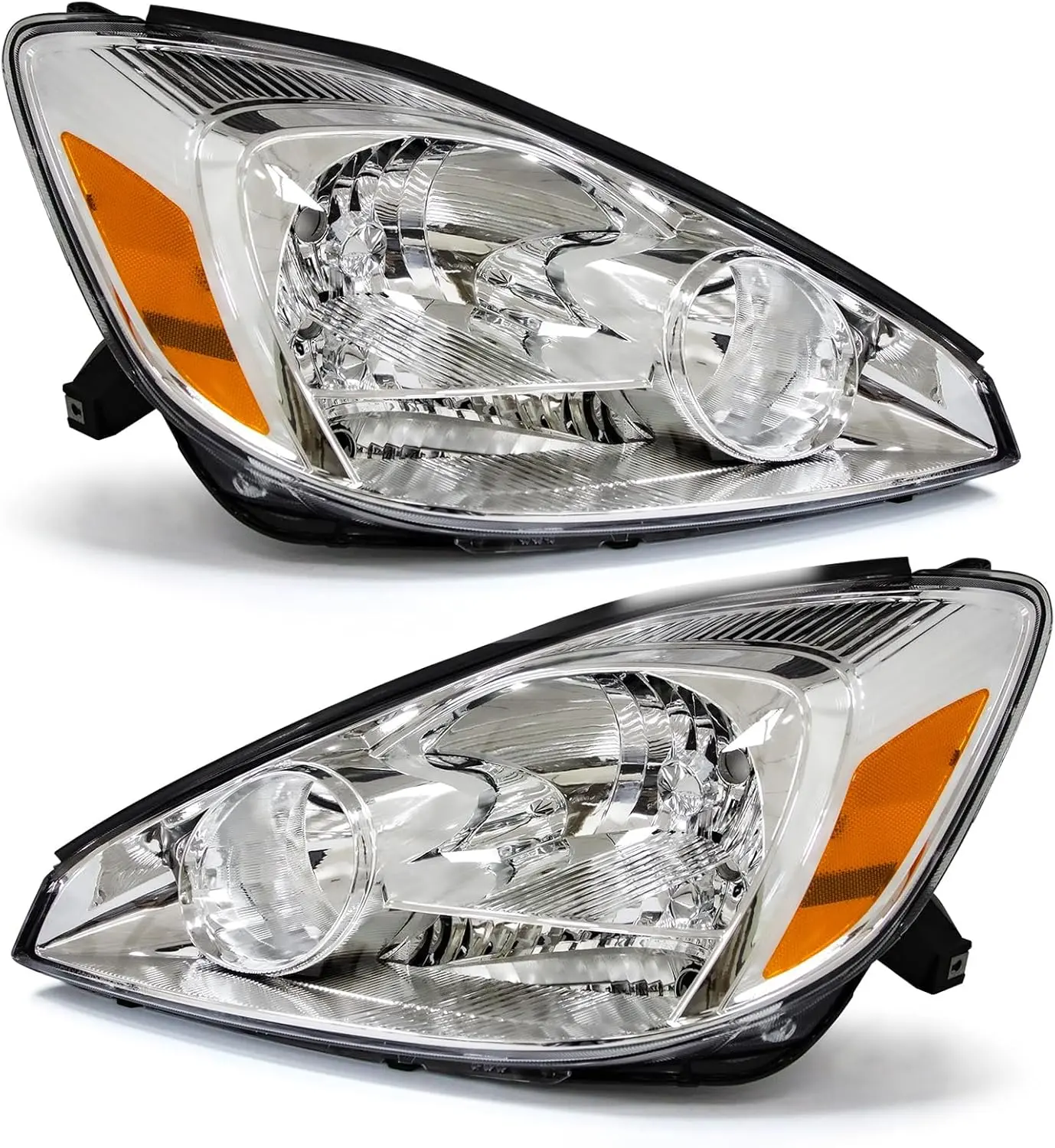 TopAutoGear for 2004 2005 Sienna Headlight Assembly Compatible with 2004 2005 Toyota Sienna Headlight Clear Lens Chrome Housing with Amber Reflector Headlamp Replacement Left and Right