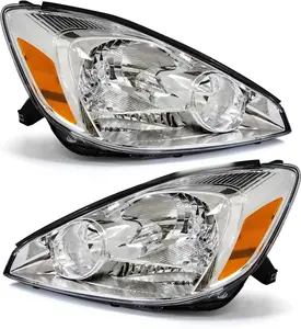 TopAutoGear for 2004 2005 Sienna Headlight Assembly Compatible with 2004 2005 Toyota Sienna Headlight Clear Lens Chrome Housing with Amber Reflector Headlamp Replacement Left and Right