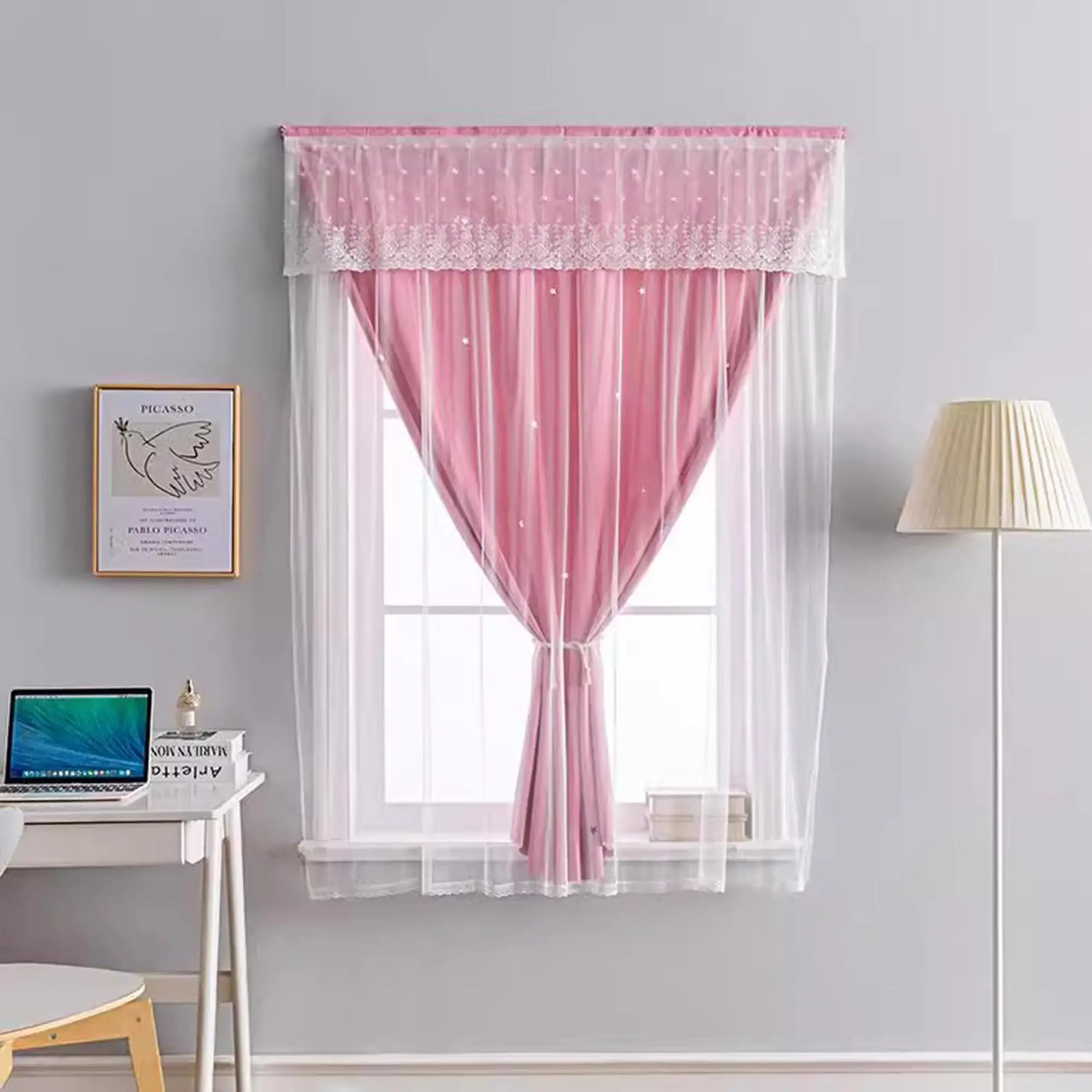 Star Pattern Curtain, 1 Count Modern Simple Window Curtain, Window Drapes for Home Living Room Bedroom, Home Decor, Room Decor, Home Decoration Curtain