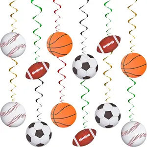 48 count   Swirl Decorations Baseball Basketball Football Soccer  Whirls Ceiling Streamers Colorful Swirls Streamers for Birthday  Party Supplies
