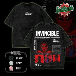 Mark Grayson - I am Invincible T-Shirt , Viltrumite, Back and Front Print, Superhero Fans |  Invincible ss4 Comics T-Shirt, TV Show Comics Washed T-shirt invincible war graphic tee Menswear streetwear lover