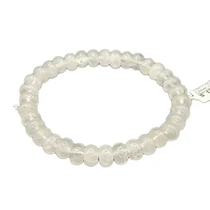 Clear Quartz Natural Crystal Stretch Bracelet with Donut Shape Beads for Stylish Wear