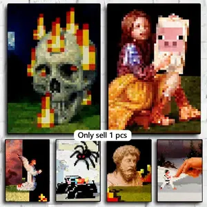 Classic Game M-Minecraft Poster Peel & Stick Poster Set Wall Art – Self-Adhesive Aesthetic Room Decor | Gallery-Quality Waterproof Fade & Scratch Resistant Graphic Prints | Living Room, Bedroom, Dorm Home Decoration Multiple Sizes