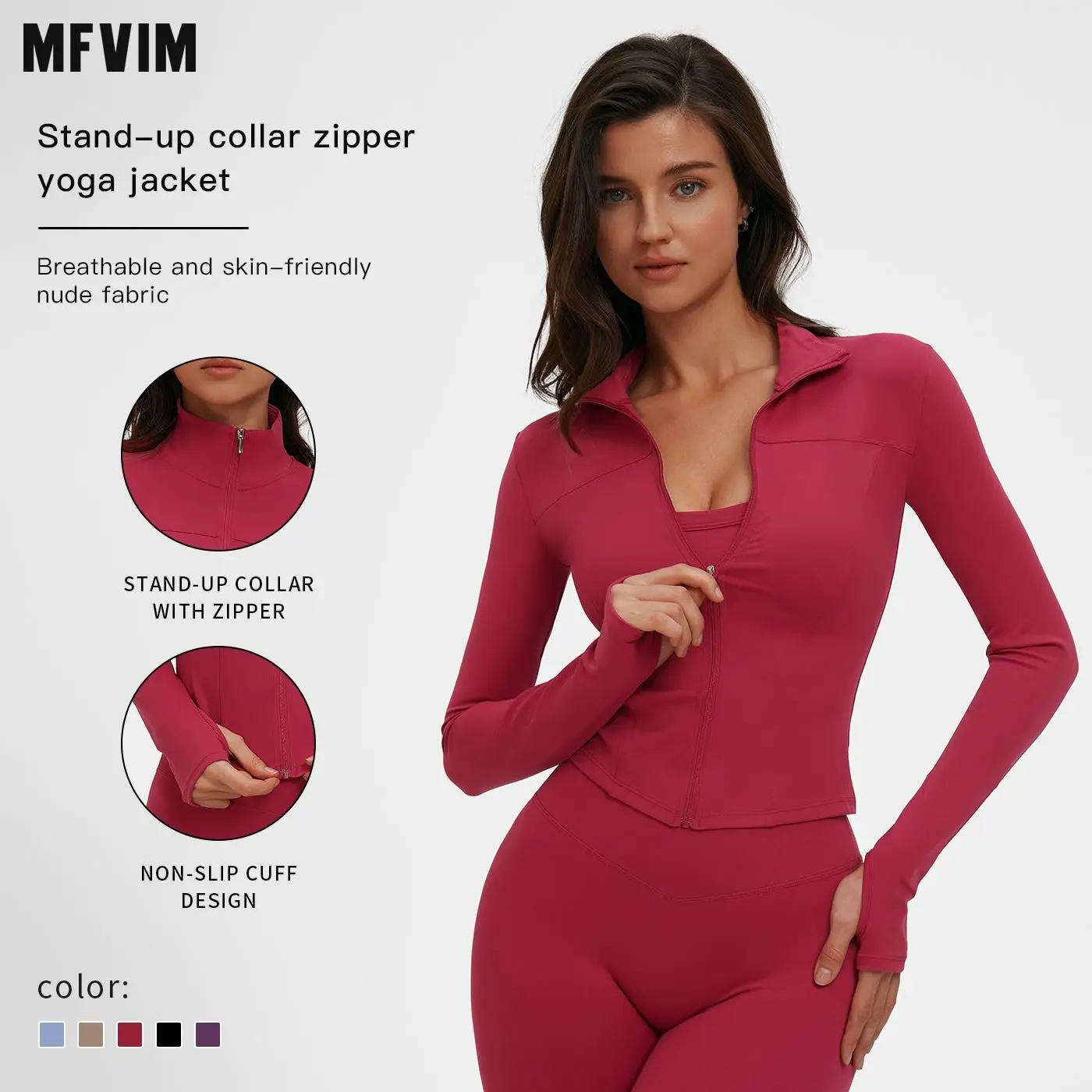 MFVIM Women's Autumn Winter Quick Dry Outerwear - Slim Fit Sports Fitness Outerwear, Zipper Long Sleeve Premium Sweat-Wicking Breathable Athletic Jacket for Outdoor Running, Gym Workouts, Cold Wash Compatible