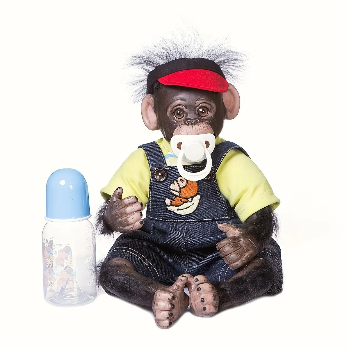 16-inch Baby Monkey Stuffed Animal Doll Handmade Realistic Mohair Hair Acrylic Eyes with Accessories Comfortable Soft Toy for Ages 3+ Collectors and Play