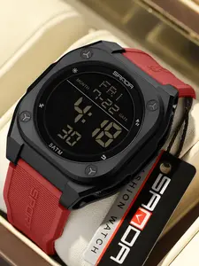 SANDA Multifunctional Digital Watch, Waterproof Wrist Watch, Blue Band, Electronic Movement, Waterproof Silicone Strap, Sporty Style, All Seasons Wear