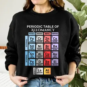Vintage Periodic Table Of Allomancy Shirt, Retro Cosmere Book Shirt, Brandon Sanderson Shirt, Fantasy Reading Book Shirt, Book Lovers Shirt