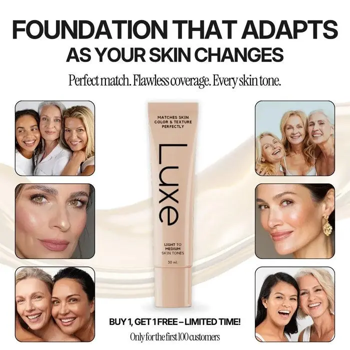 Luxe - Color Changing Foundation - V2 - Instantly Adapts to Your Skin Tone – Buildable Light-to-Medium Coverage – 12-Hour Wear – Natural