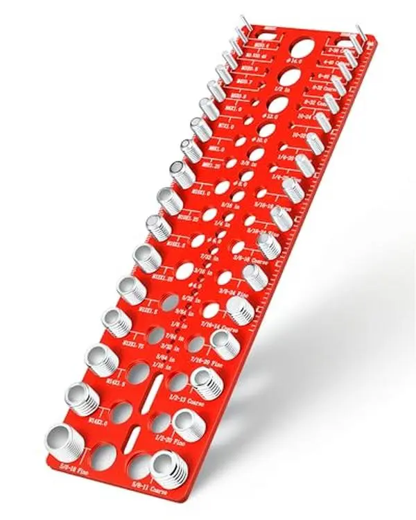 Thread Checker - 55 Nut & Bolt Thread Checker, Bolt Size and Thread Gauge 19 Standard and 17 Metric Sizes & 19 Drill Bit Gauge, Bolts and Nut Identifier Gauge for Easy Verifying Sizing