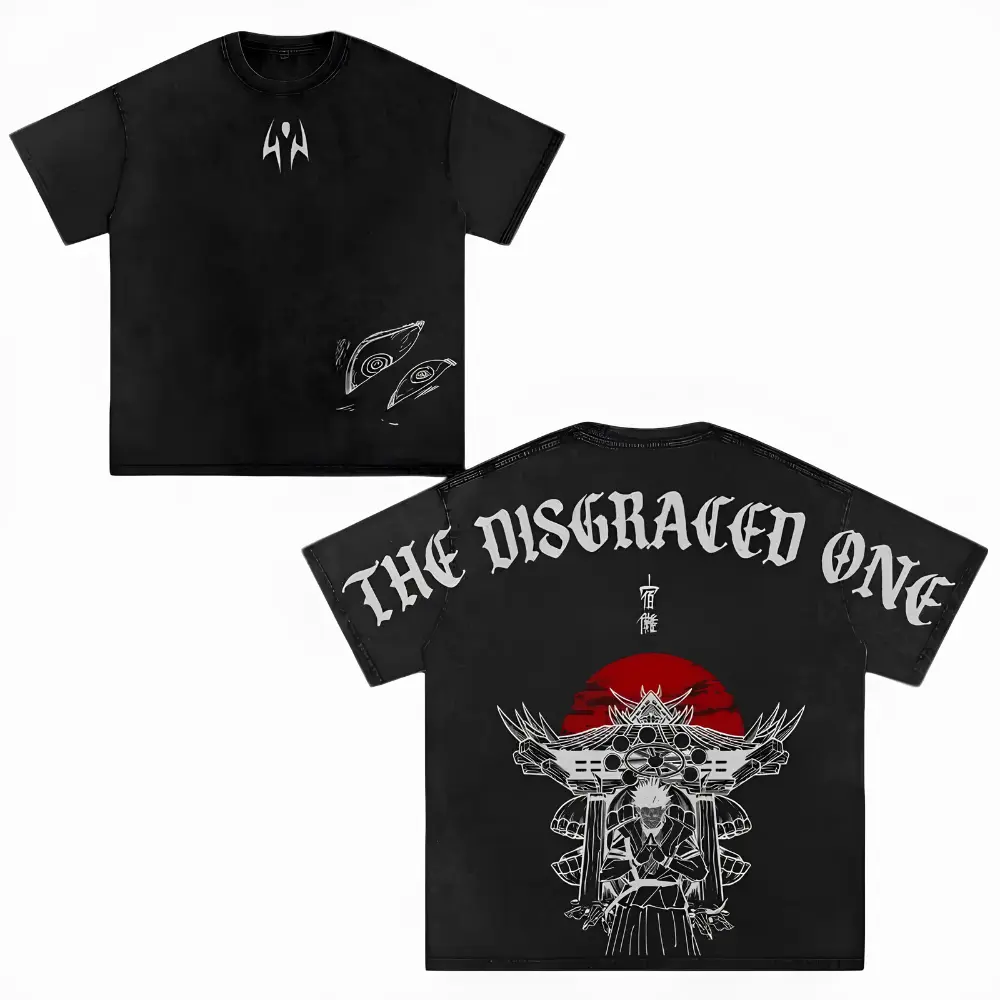 Vintage Washed "The Disgraced One" Sukuna Graphic Tee, Jujutsu Kaisen Anime Aesthetic, Heavyweight Cotton Oversize Streetwear, Ryomen Sukuna Throne Design Crewneck, Unique Gift For JJK Fans