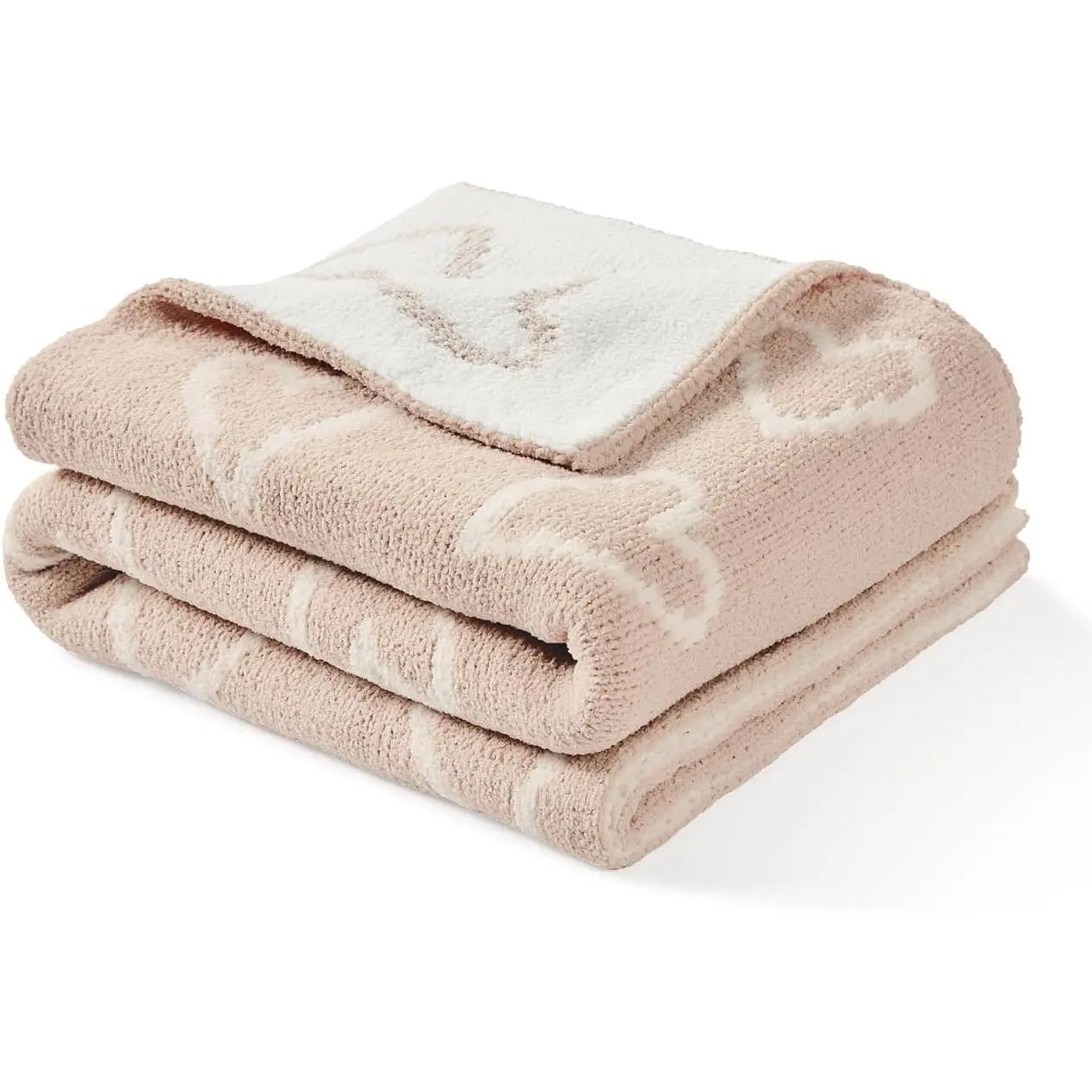 30"X40" Cozy Soft Warm Chenille Baby Blanket  Girls Boys, Newborn Essentials  Infant, Baby Shower Receiving Gift - Pink Heart