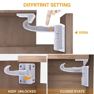 1pc Safety Drawer Lock, Concealed Safety Spring Lock, Full Latch Cabinet Lock with Strong Adhesive, for Kitchen Cabinets, Drawers, Utility Hooks