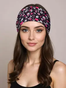 Dark Skull Decorative Headband, Single-Sided Print, Geometric Design, All-Season Accessory, Perfect for Outdoor Activities