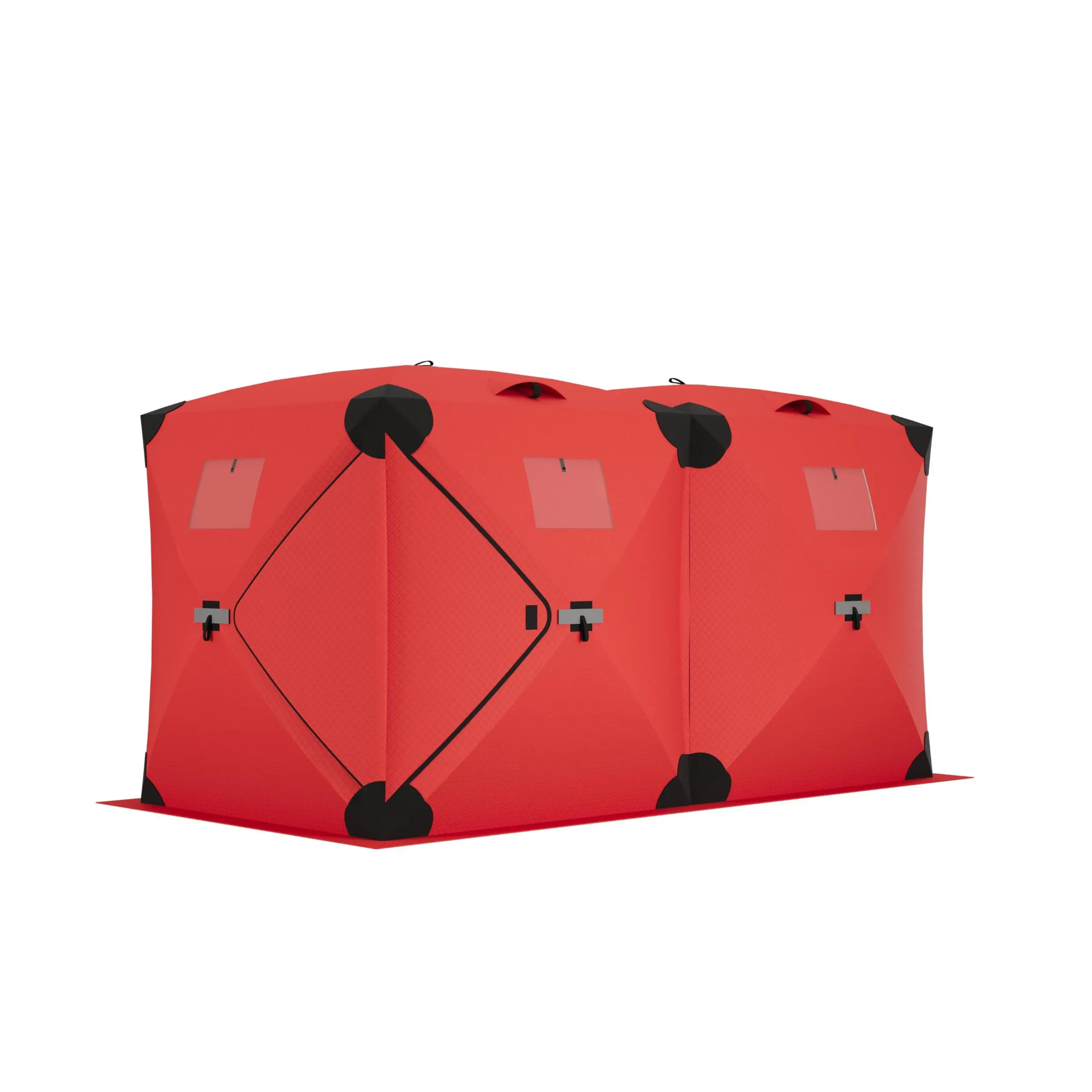 Garvee Insulated Ice Fishing Tent, Portable Pop-Up Shelter, 6-8 Person, Durable Weather-Resistant, Easy Setup, for Outdoor Winter Fishing, Camping, and Hunting, Red