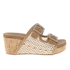 Corkys Womens Main Squeeze Studded  Casual Sandals Casual Mid Heel 2-3" - Beige, Brown