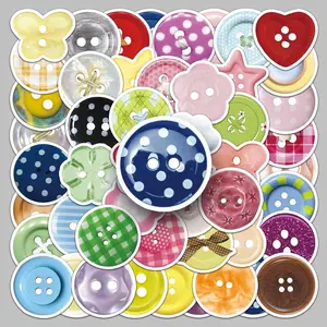 Colorful Button Pattern Sticker, 50pcs/set Creative Cartoon Sticker, Waterproof Decorative Sticker for Computer Desktop Glass