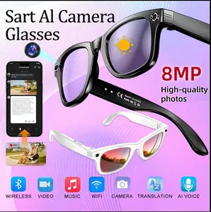 Smart AI Camera Glasses with 8MP Photochromic Lenses, Button Touch Adjustment for Travel & Outdoor Adventures, Hands-Free Photography, 160+ Languages Real-Time Translation, Bluetooth Wireless Wearable Video Recording, UV Protection – Black Friday & Cyber