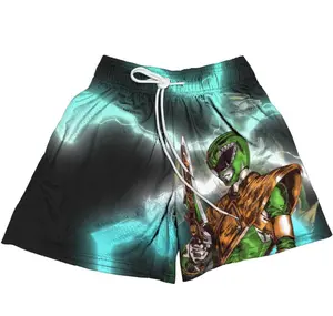 Mighty Morphin Power Rangers Green Ranger Shorts Workout Sport Knee Pants with Pockets