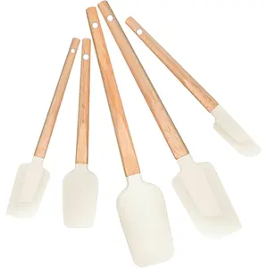 Year  Cooking, Non-Stick Rubber Scraper Set of 5 count -  Grade  Scraper, Soup Spoon Scraper, Baking Cooking Mix Frosting Scraper - 600?F Heat Resistant (Cream White)