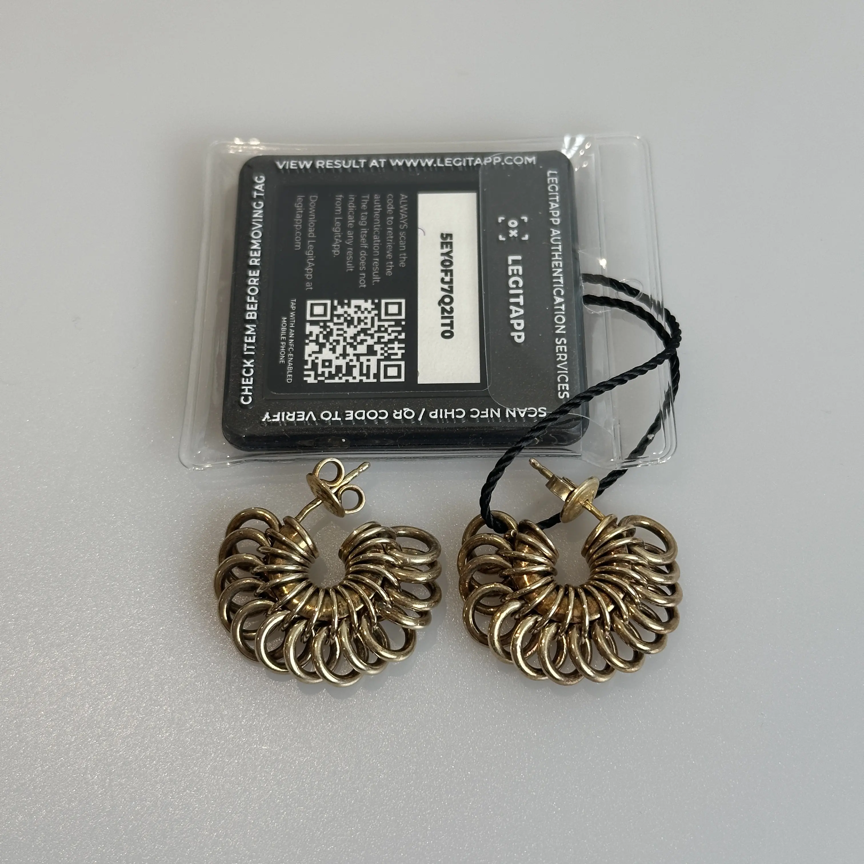 Pre-owned Bottega Veneta Antique Brass Gold Tone Metal Intrecciato Hoop Earrings 27301548