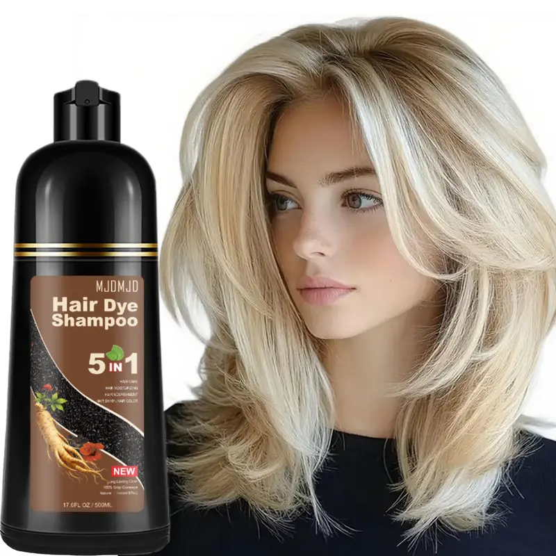 5-in-1 Blonde Brown Hair Dye Shampoo with Conditioner - Haircare Product, Temporary No Bleach At-Home Color, Gray Coverage, Blonde Transformation for Women & Men, 16.9 fl oz, Temporary Hair Color, No Bleach Hair Color