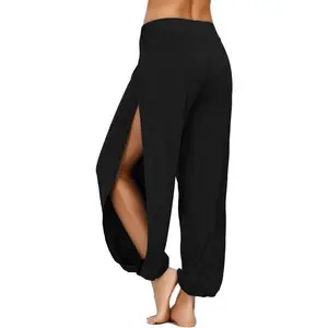 Loose High Slit Harem Pants Women's Hippie Harem Pants High-Waist Yoga Pants  Sweatpants for Workout Athletic Bottoms