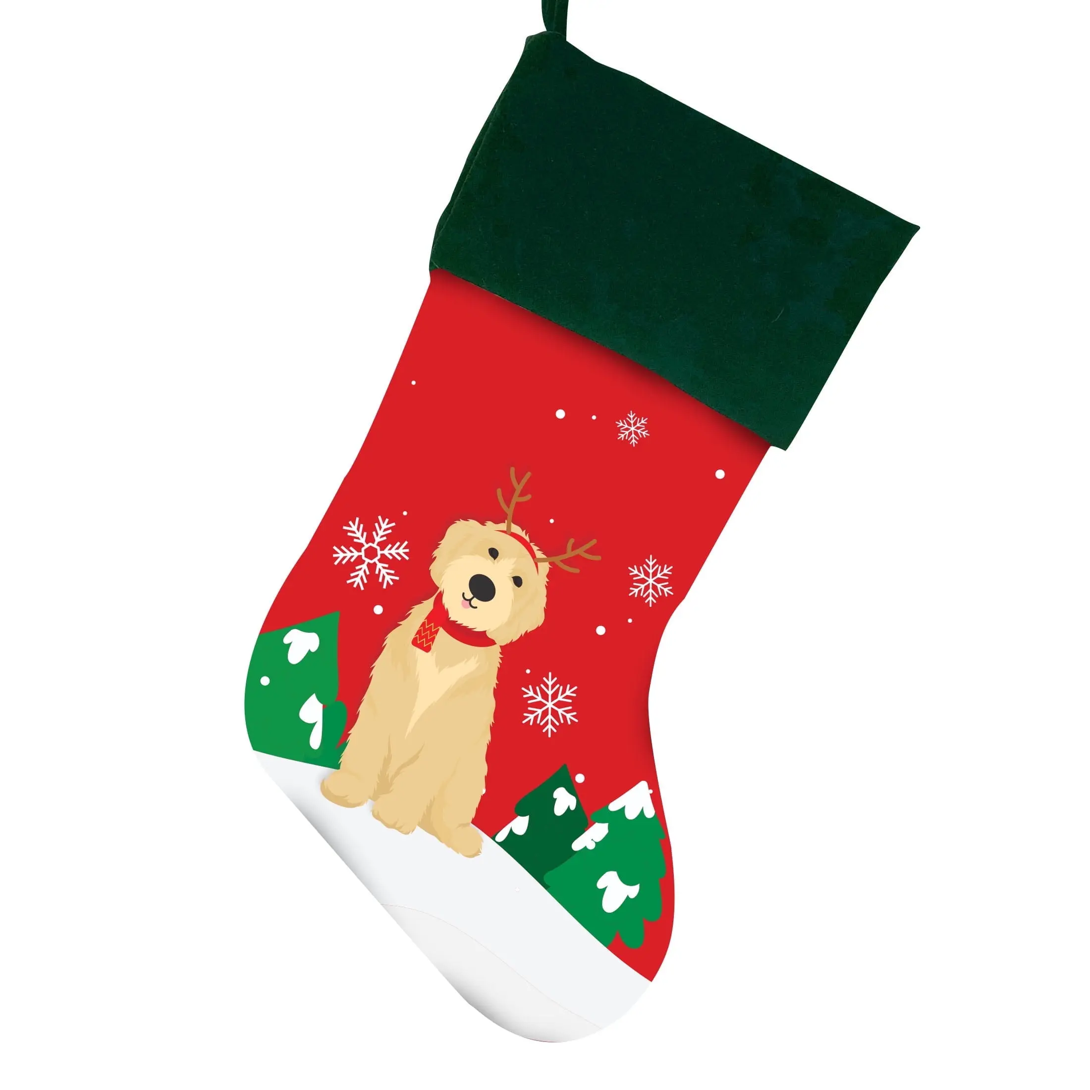 Labradoodle Christmas Stocking For Dog, Measures 19", Red Pet Stocking