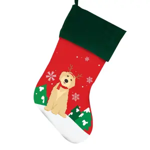 Labradoodle Christmas Stocking For Dog, Measures 19", Red Pet Stocking
