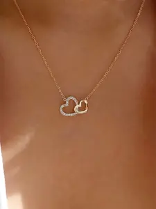 1 PC Romantic Cubic Zirconia Heart Shaped Necklace Pendant For Women Valentine's Day Gift Wedding Jewelry, Love Heart Necklace