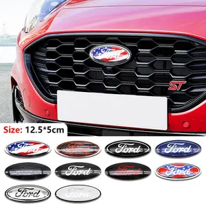 Car Front Rear Emblem Badge Universal Car Logo Decorative Sticker Ford 12.5cm Appearance Modification Waterproof Scratch-Resistant Body Decoration Accessory