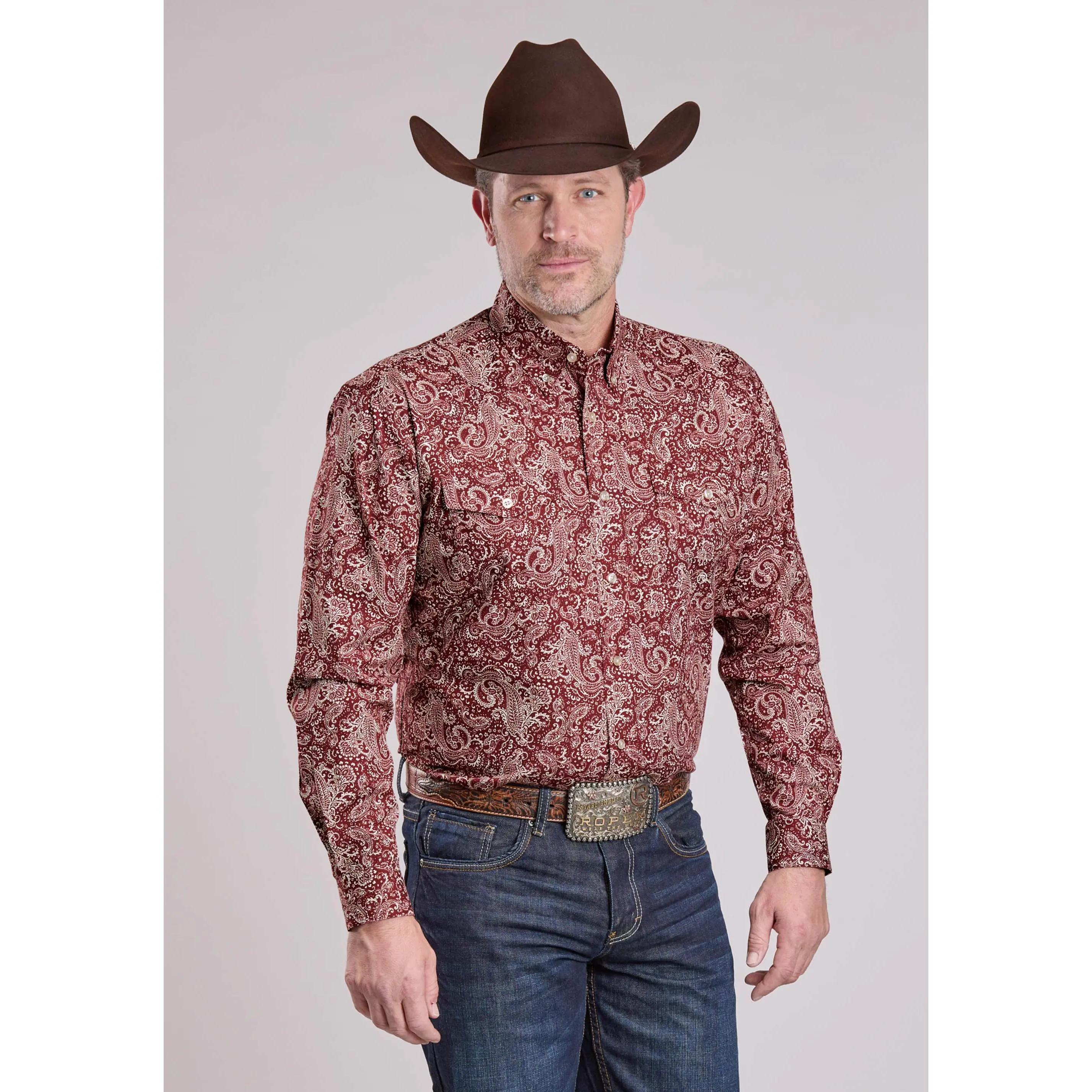 Mens Roper Plume Paisley Long Sleeve Button Shirt