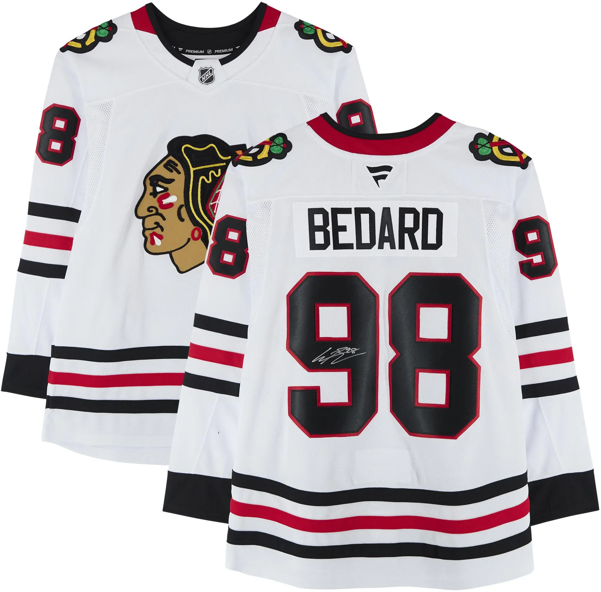 Connor Bedard Chicago Blackhawks Autographed White Fanatics Premium Jersey - Fanatics Authentic Certified