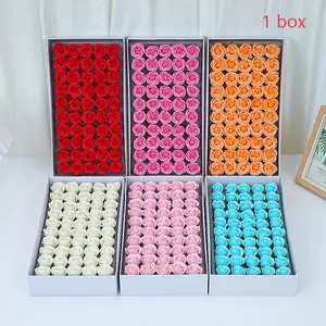Festive Gift Set, 50pcs Miniature Rose Soap Flowers, Diameter 3.5cm, Realistic Decorative Artificial Flower Bouquet, Ideal for Decor & Gifts, DIY Rose Flower Set, Floral